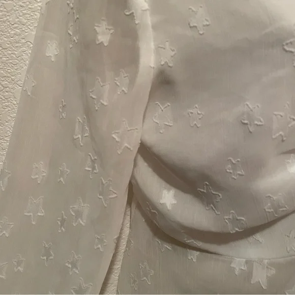 Renvy White Crop Blouse Boho Bohemian Star Details Size Small - Picture 5 of 11